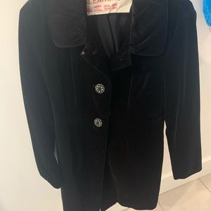 Harold's black velvet dress coat